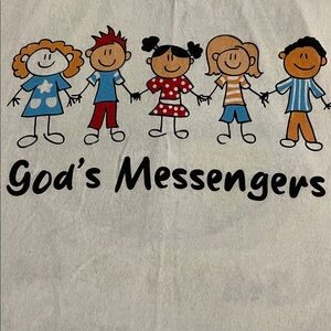 “God’s Messengers” Youth Large T-shirt with Colorful Graphic Design